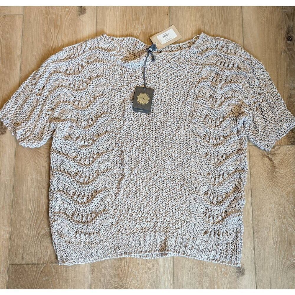 Sundance Open Knit Sweater Large Silver Boho Coastal Italy BNWT READ